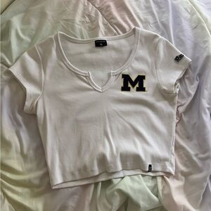 White Michgan Crop Top